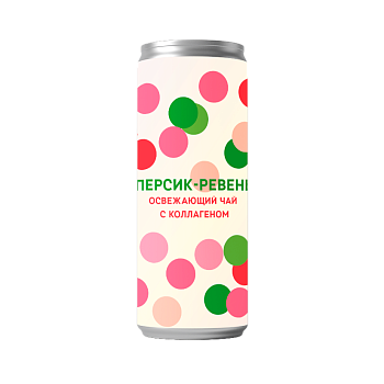 Напиток в банках "Чайный лимонад с коллагеном Персик-Ревень" (12 шт)