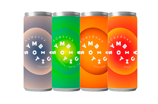 Напиток в банках "Ассорти Комбучи 4 вкуса Symbiotica" (12 шт)
