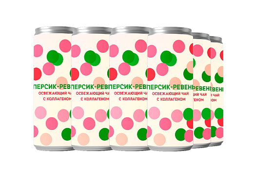 Напиток в банках "Чайный лимонад с коллагеном Персик-Ревень" (12 шт)